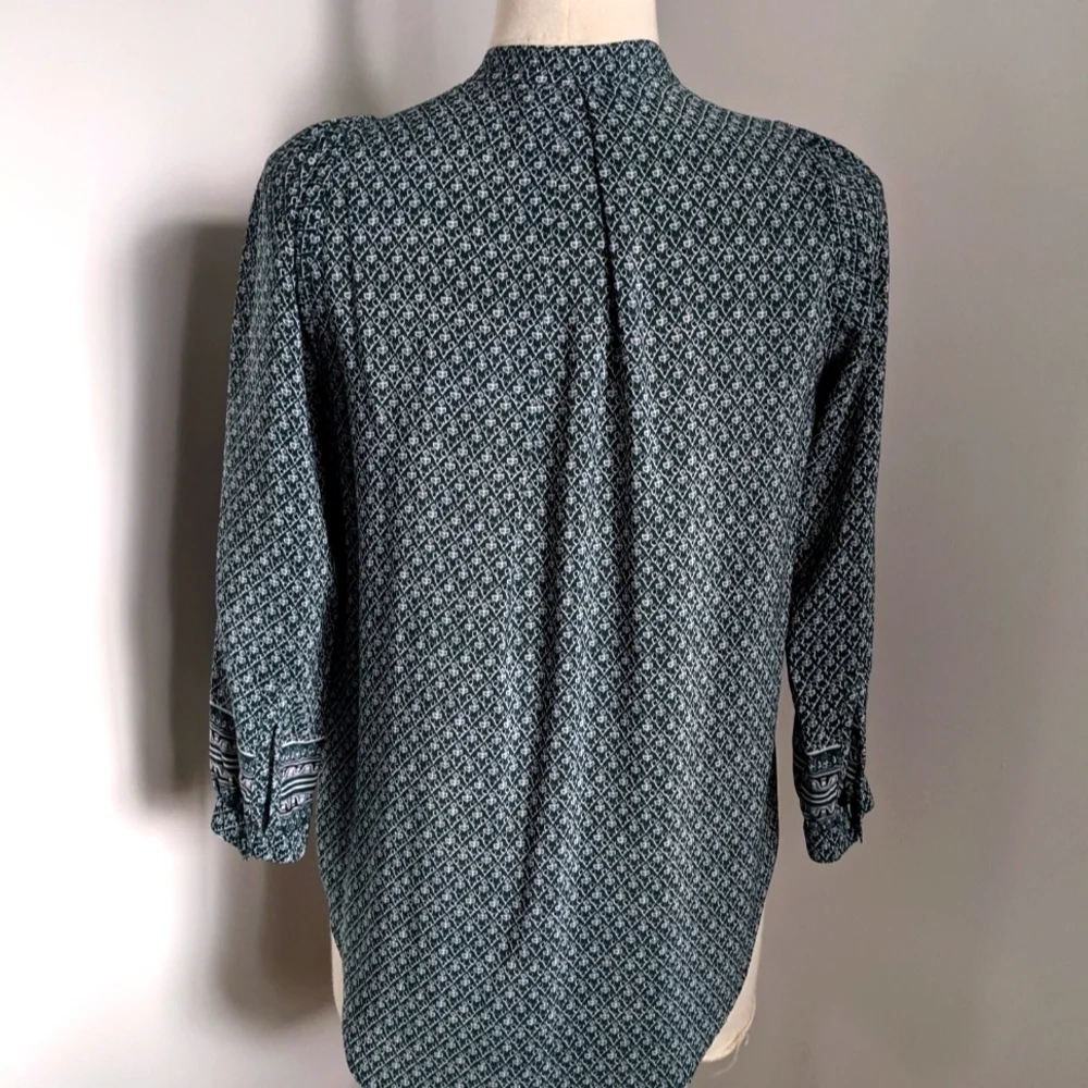 MADEWELL Silk Memory Green Puff Sleeve Oversized Peasant Blouse XXS